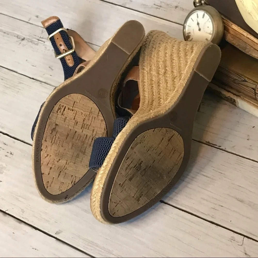 Banana Republic Navy Tecla Espadrille Wedge Sandal